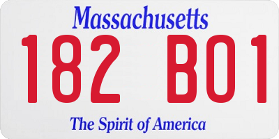 MA license plate 182BO1
