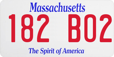 MA license plate 182BO2