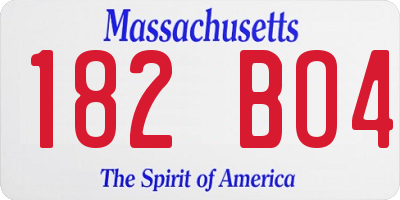 MA license plate 182BO4