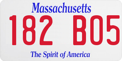 MA license plate 182BO5