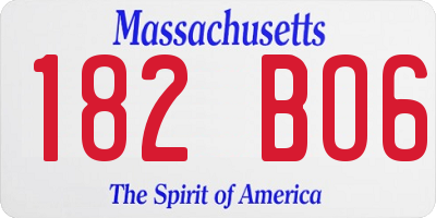 MA license plate 182BO6