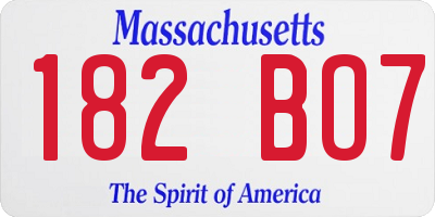 MA license plate 182BO7