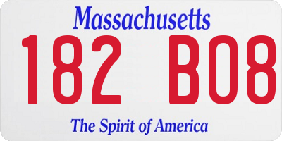 MA license plate 182BO8