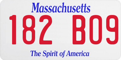 MA license plate 182BO9