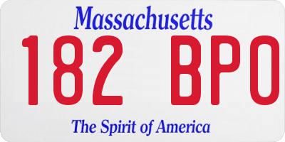 MA license plate 182BP0