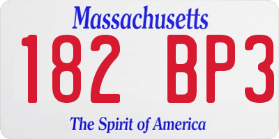 MA license plate 182BP3