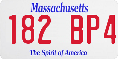 MA license plate 182BP4