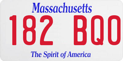 MA license plate 182BQ0