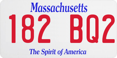 MA license plate 182BQ2