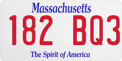 MA license plate 182BQ3