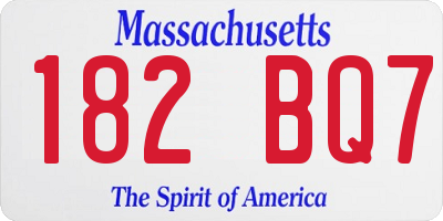 MA license plate 182BQ7