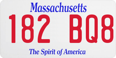 MA license plate 182BQ8
