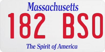 MA license plate 182BS0