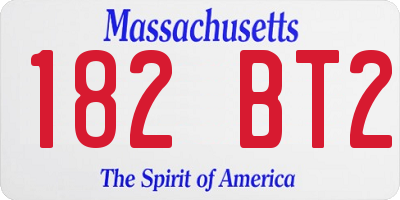 MA license plate 182BT2