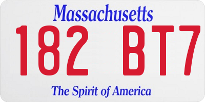 MA license plate 182BT7