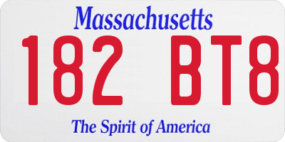MA license plate 182BT8