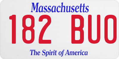MA license plate 182BU0