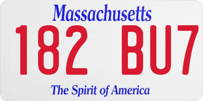 MA license plate 182BU7