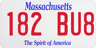 MA license plate 182BU8