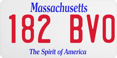 MA license plate 182BV0