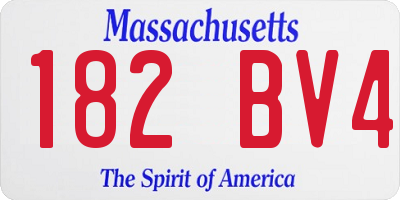 MA license plate 182BV4