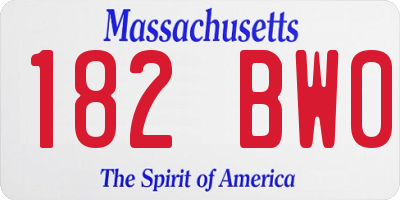 MA license plate 182BW0