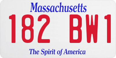 MA license plate 182BW1