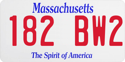 MA license plate 182BW2