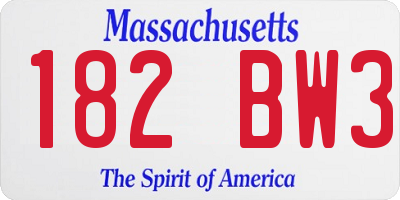 MA license plate 182BW3