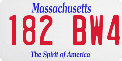 MA license plate 182BW4