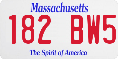MA license plate 182BW5