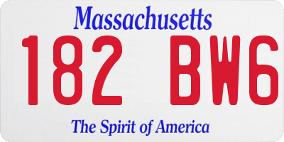 MA license plate 182BW6