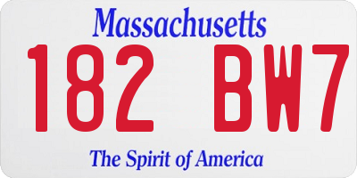 MA license plate 182BW7