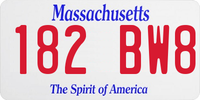 MA license plate 182BW8