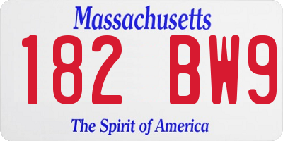 MA license plate 182BW9