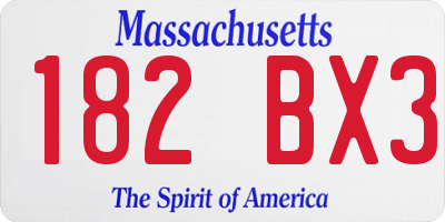 MA license plate 182BX3