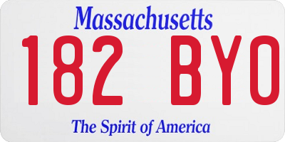 MA license plate 182BY0