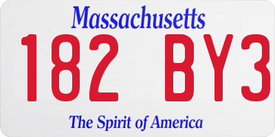 MA license plate 182BY3