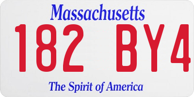 MA license plate 182BY4