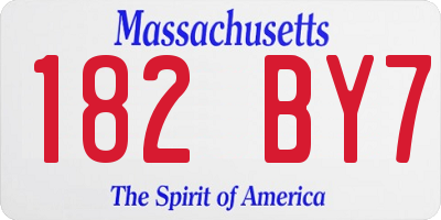 MA license plate 182BY7