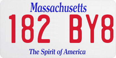 MA license plate 182BY8