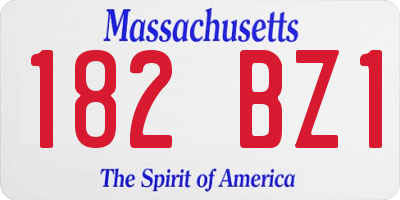 MA license plate 182BZ1