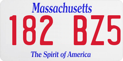 MA license plate 182BZ5