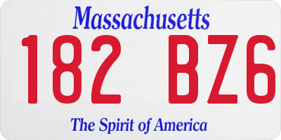 MA license plate 182BZ6