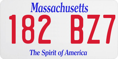 MA license plate 182BZ7