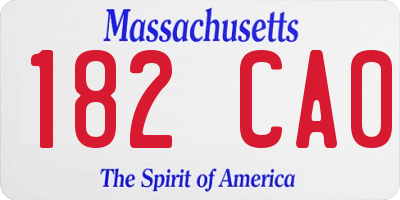 MA license plate 182CA0