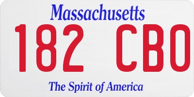 MA license plate 182CB0
