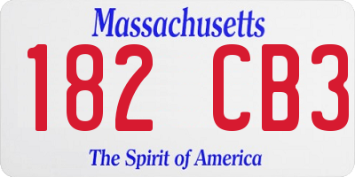 MA license plate 182CB3