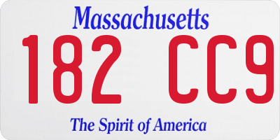 MA license plate 182CC9