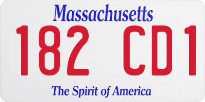 MA license plate 182CD1